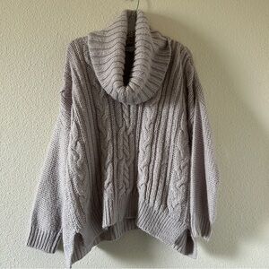 Jennifer Lopez Chunky Cable Knit Turtleneck Cowell Neck Sweater Women’s Large